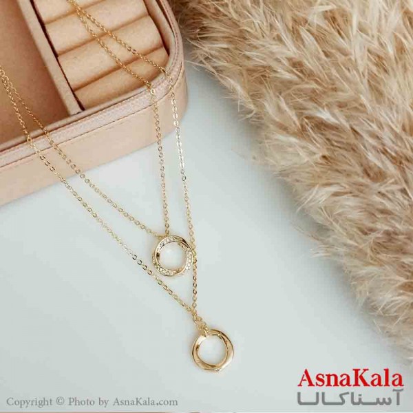 گردنبند دولاین زنانه استیل طلایی محصول کره کد GNB16613W