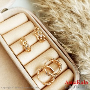 گوشواره حلقه ای ژوپینگ زنانه مدل حلقه ای نگیندار طلایی کد GSH15397W