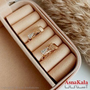 گوشواره ژوپینگ زنانه مدل چندلایه نگیندار طلایی کد GSH15396W