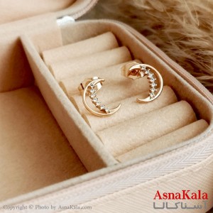 گوشواره میخی ژوپینگ زنانه طلایی ماه نگیندار کد GSH15442W