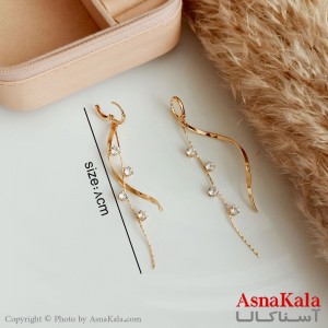 گوشواره آویز زنانه مدل وای اس ایکس مدرن طلایی نگیندار کد GSH15454W