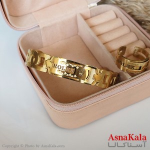 ست مردانه بنگل و انگشتر طرح رولکس طلایی فری سایز کد NIM14452W