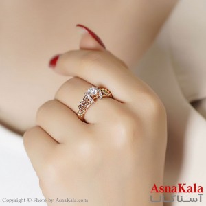 انگشتر زنانه ژوپینگ اصلی با آبکاری طلا مدل تک نگین کد ANG19320W
