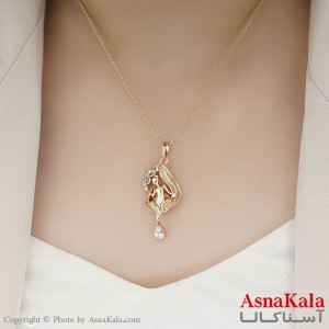 گردنبند ژوپینگ اصل زنانه مدل بانو طلایی نگیندار کد GNB16629W