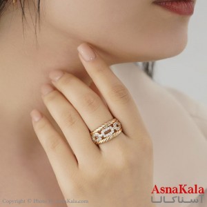 انگشتر زنانه ژوپینگ اصلی با آبکاری طلا مدل پورتوفینو نگیندار کد ANG19325W