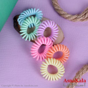 کش مو سیم تلفنی هفت رنگ 4عددی جنس خارجی کد HAIR13103W