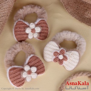 کش پولیشی طرح پاپیون و گل جنس خارجی کد HAIR13110W