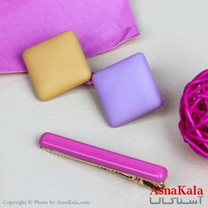 گیره مو زنانه مدل مریع رنگی  2عددی جنس خارجی کد HAIR13137W
