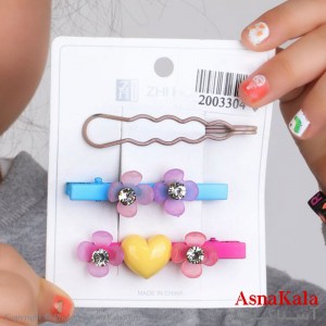 گیره مو زنانه مدل دوگل 3عددی  جنس خارجی کد HAIR13142W