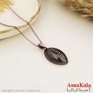 گردنبند پسرانه توپ فوتبال آمریکایی استیل نقره ای کد GNB16658W