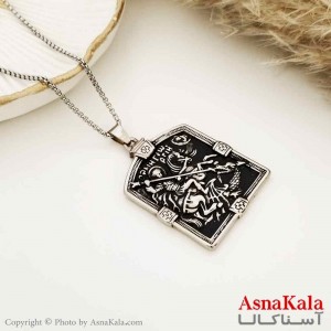 گردنبند مردانه مردانه شکار اژدها استیل سیاه قلم کد GNB16660W