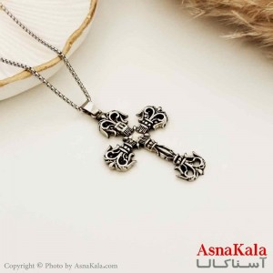 گردنبند مردانه صلیب خاص استیل سیاه قلم کد GNB16661W