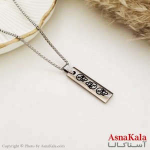 گردنبند مردانه مکعب جدید  استیل نقره ای کد GNB16663W