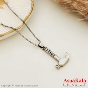 گردنبند مردانه مدل چکش  استیل نقره ای کد GNB16665W