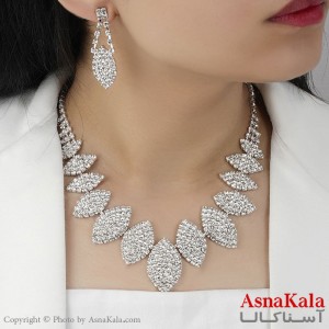 سرویس جواهری زنانه طرح مجلسی آبکاری نقره کد NIM14464W