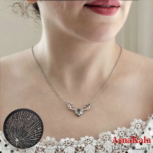 گردنبند تلسکوپی دوستت دارم به صد زبان دنیا طرح گوزن نقره ای کد GNB16678W