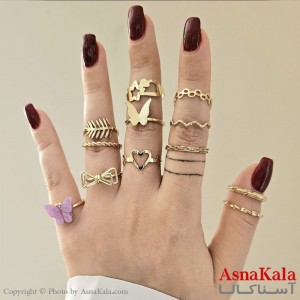 انگشتر ترند پکی 2 1 عددی  زنانه استیل فری سایز طلایی کد ANG19339W