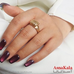 انگشتر طلاروس زنانه مدل تراشدار رنگ ثابت مادام العمر کد ANG19363W