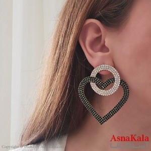 گوشواره مجلسی جواهری قلب نگین دار استیل کد GSH15466W