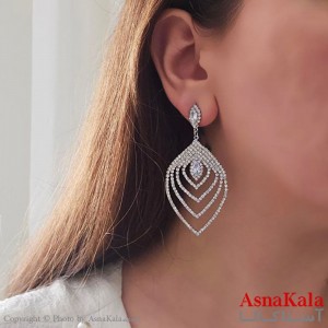 گوشواره مجلسی جواهری نگین دار استیل کد GSH15467W