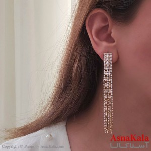 گوشواره مجلسی خاص جواهری نگین دار استیل کد GSH15480W