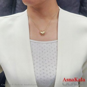 گردنبند کره ای مدل قلب درشت  استیل طلایی کد GNB16703W