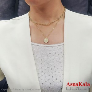 گردنبند کره ای دولاین الیزابت  استیل طلایی کد GNB16707W