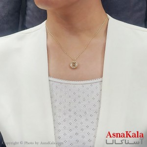 گردنبند ترند کره ای مدل کهکشان استیل طلایی کد GNB16713W