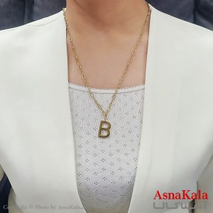 گردنبند ترند استیل حرف B طلایی کد GNB16715W