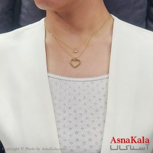 گردنبند دولاین ترند استیل مدل قلب و تک نگین کد GNB16718W