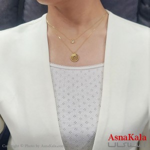 گردنبند زنانه دولاین ترند استیل دایره و تک نگین کد GNB16723W