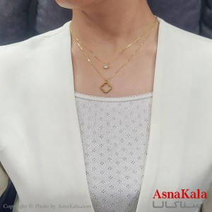 گردنبند زنانه دولاین ترند استیل ونکلیف و تک نگین کد GNB16725W