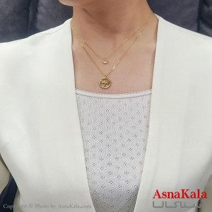 گردنبند زنانه دولاین ترند استیل سنجاقک و تک نگین کد GNB16726W