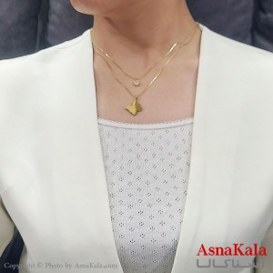 گردنبند زنانه دولاین ترند استیل پروانه و تک نگین کد GNB16727W