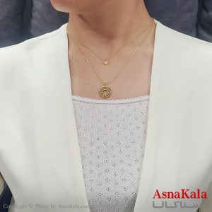 گردنبند زنانه دولاین ترند استیل ورساچه و تک نگین کد GNB16730W