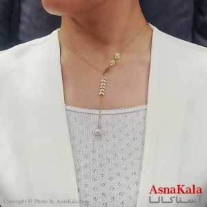 گردنبند زنانه استیل ترند گندم و مروارید  طلایی کد GNB16732W