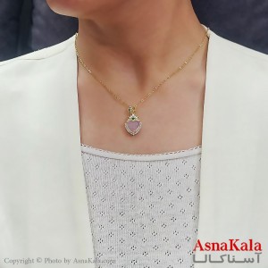 گردنبند زنانه استیل ترند قلب جواهری  طلایی کد GNB16733W
