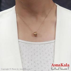 گردنبند زنانه استیل ترند گوی تک نگین رزگلد کد GNB16738W