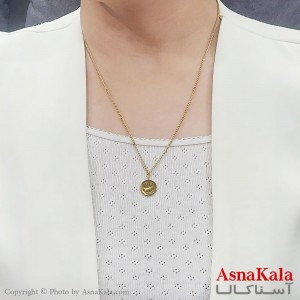 گردنبند زنانه استیل ترند خنده مینیمال  طلایی کد GNB16741W