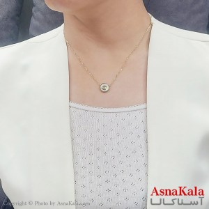 گردنبند زنانه استیل ترند گوچی دورسفید طلایی کد GNB16747W