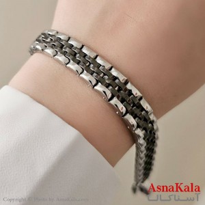 دستبند رولکس  مدل استیل نقره ای 1 سانت کد DSB18479W