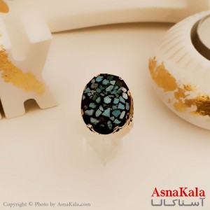 انگشتر طلاروس مردانه شیک طرح فیروزه درشت کد ANG19450W