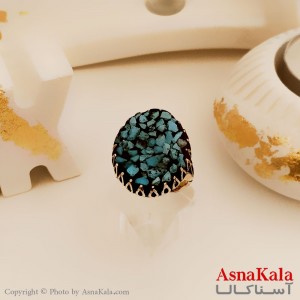 انگشتر طلاروس مردانه شیک طرح فیروزه درشت کد ANG19451W