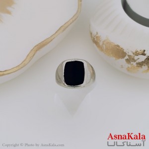 انگشتر نقره روس مردانه شیک رزینی بغل آینه ای کد ANG19478W
