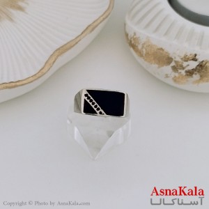 انگشتر نقره روس مردانه شیک رزینی کد ANG19482W
