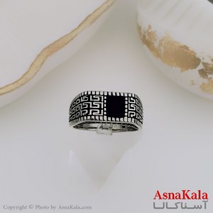 انگشتر نقره روس مردانه شیک رزینی طرح مستطیل کد ANG19485W