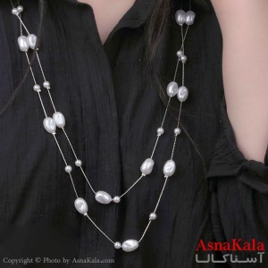 گردنبند رولباسی زنانه استیل 316 دولاین مرواریدی  کد GNB16766W