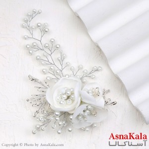 ریسه مو مدل گل نگین سفید کد HAIR13204W