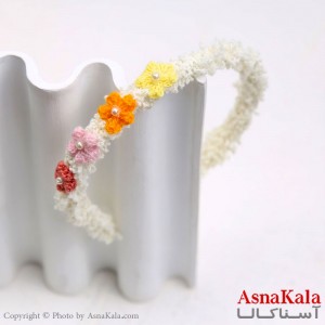 تل مو مدل گلی سفید خارجی کد HAIR13207W