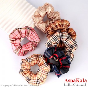 کش مو زنانه ساتن چهارخونه رنگی جنس خارجی کد HAIR13225W